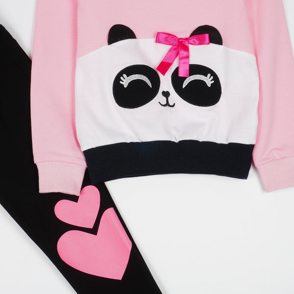 Girls' Panda Light Pink/ Black Set (4-9y) - Clothes4Kids