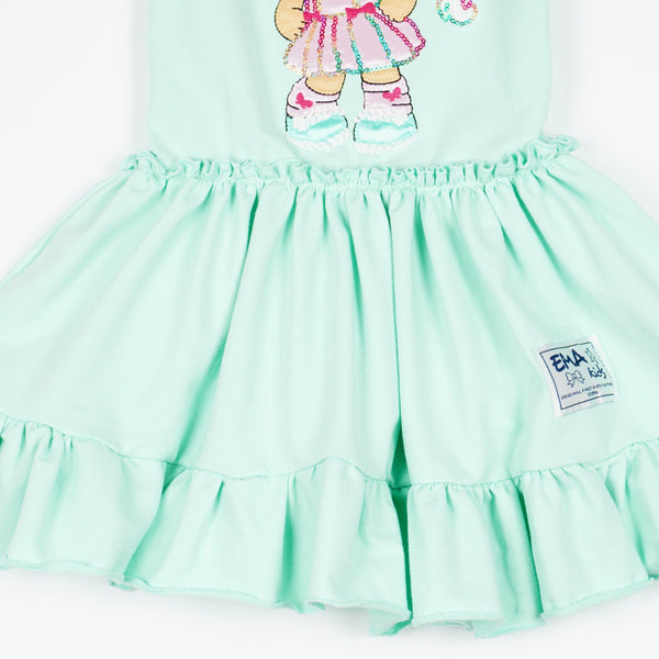 Girls' Sequin Doll ' Short Sleeve Mint Dress (4-10y) - Clothes4Kids