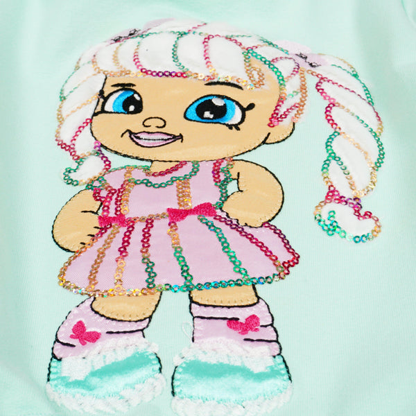 Girls' Sequin Doll ' Short Sleeve Mint Dress (4-10y) - Clothes4Kids