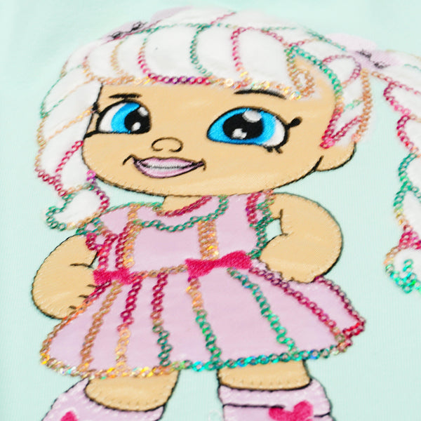 Girls' Sequin Doll ' Short Sleeve Mint Dress (4-10y) - Clothes4Kids