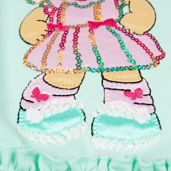 Girls' Sequin Doll ' Short Sleeve Mint Dress (4-10y) - Clothes4Kids