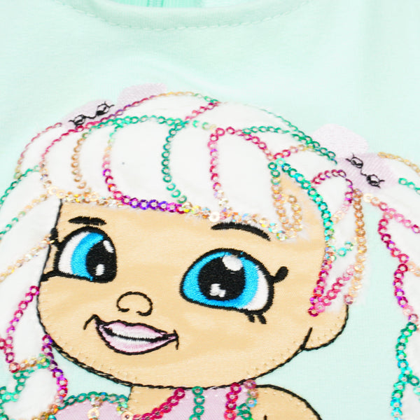 Girls' Sequin Doll ' Short Sleeve Mint Dress (4-10y) - Clothes4Kids