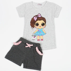 Girls' LOL Doll ' Printed Grey/Peach Summer Set (9m-7y) - Clothes4Kids