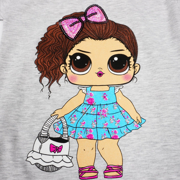 Girls' LOL Doll ' Printed Grey/Peach Summer Set (9m-7y) - Clothes4Kids