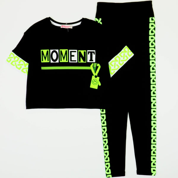 Girls' Moment ' Black/Neon Green Set (7-12y) - Clothes4Kids