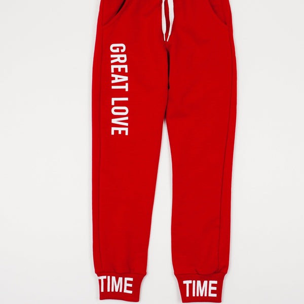 Girls' Good Time' Printed Black/ Red Tracksuit (7-12y) - Clothes4Kids