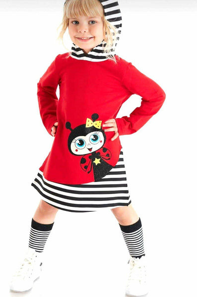 Girls' Ladybird' Printed Long Sleeve Red Tunic / Dress (4-7y) - Clothes4Kids