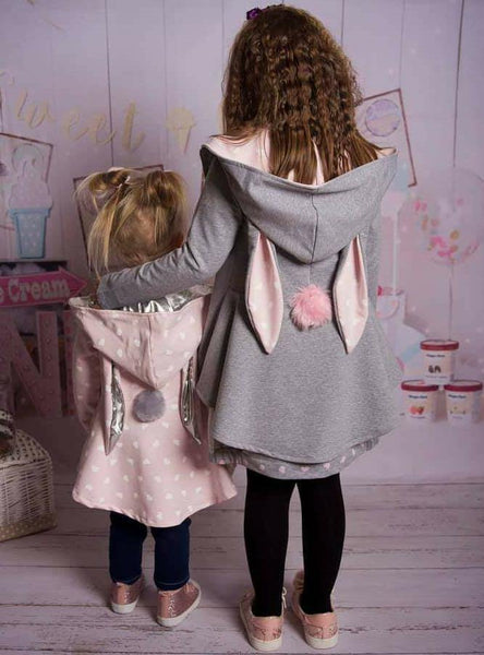 Girls' Bunny Winter Warm Grey Hoodie (18m-9y) - Clothes4Kids