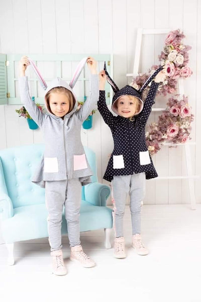 Girls' Bunny Winter Warm Navy Blue Hoodie (18m-9y) - Clothes4Kids