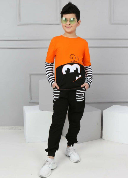 Boys' Monster Face ' Orange/Black Set (4-10y) - Clothes4Kids