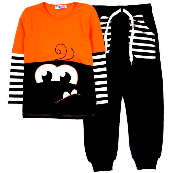 Boys' Monster Face ' Orange/Black Set (4-10y) - Clothes4Kids