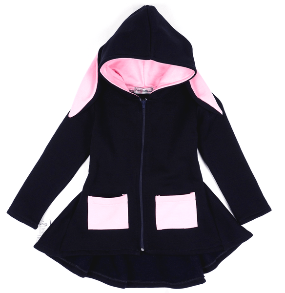 Girls' Bunny Winter Warm Navy Blue Hoodie (18m-9y) - Clothes4Kids