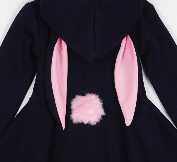 Girls' Bunny Winter Warm Navy Blue Hoodie (18m-9y) - Clothes4Kids