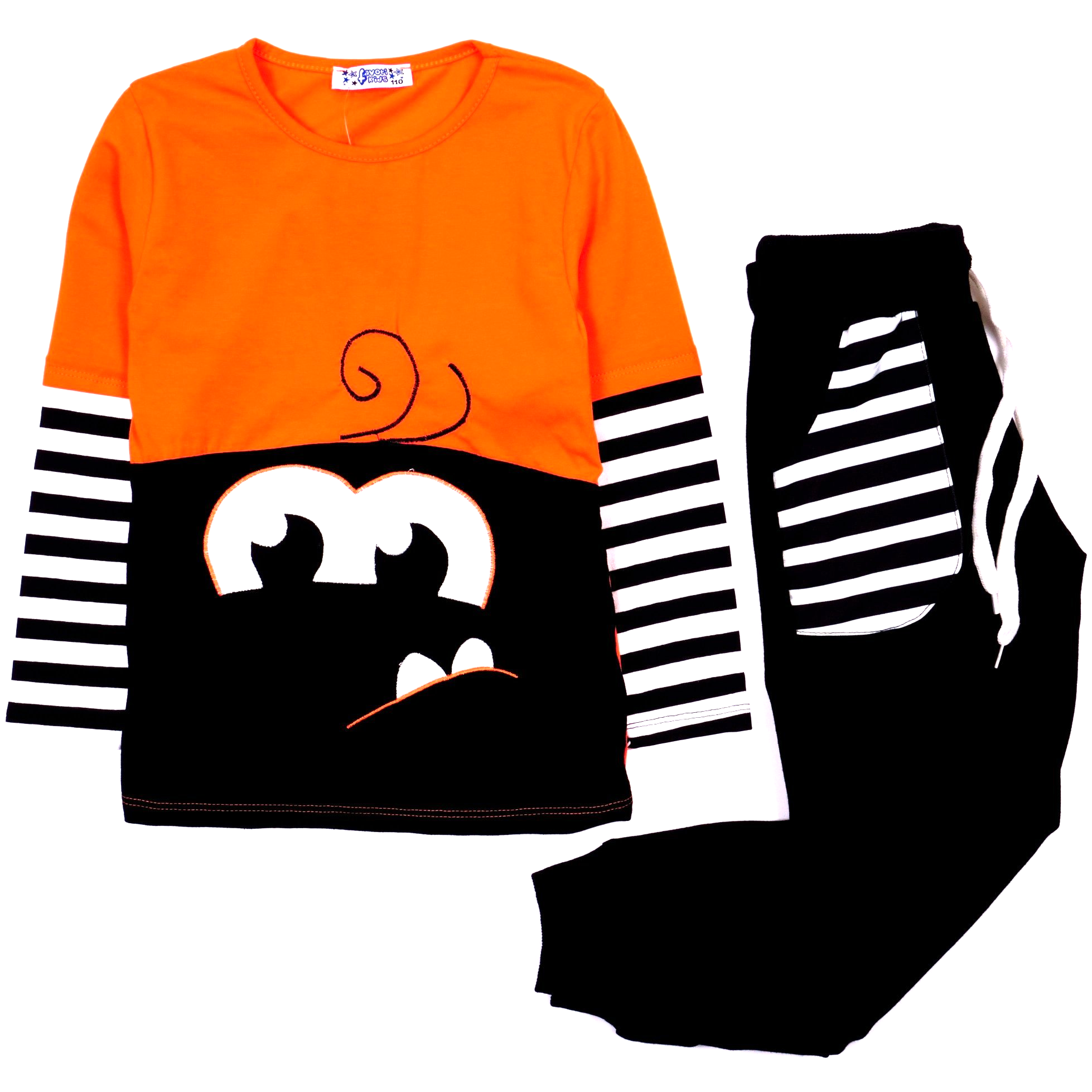 Boys' Monster Face ' Orange/Black Set (4-10y) - Clothes4Kids