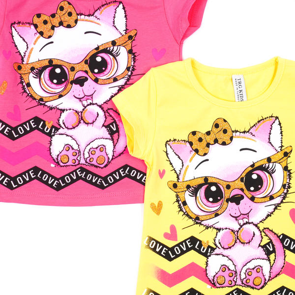 Girls' Cat' Printed T-Shirt (1-7y) - Clothes4Kids