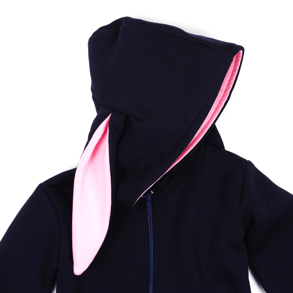 Girls' Bunny Winter Warm Navy Blue Hoodie (18m-9y) - Clothes4Kids