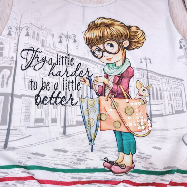 Girls' 'Try a Little..' Printed Long Sleeve Top (2-8y) - Clothes4Kids