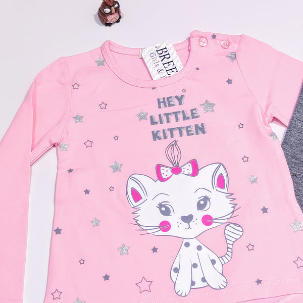Girls' Hey Little Kitten' Printed 2pcs Set (12m-5y) - Clothes4Kids