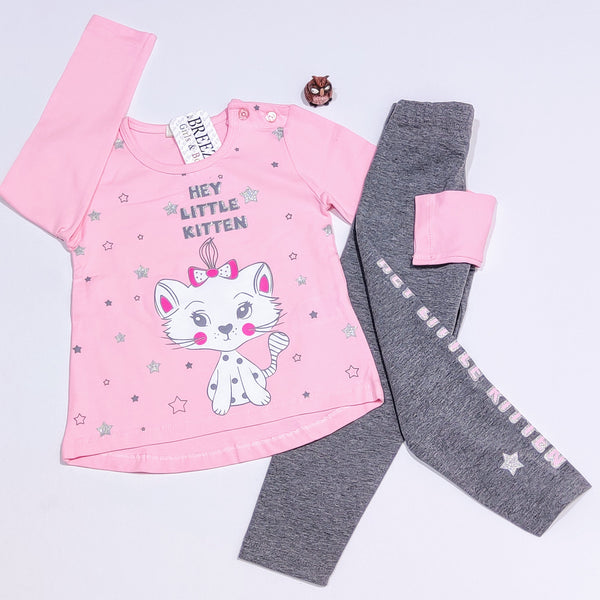 Girls' Hey Little Kitten' Printed 2pcs Set (12m-5y) - Clothes4Kids