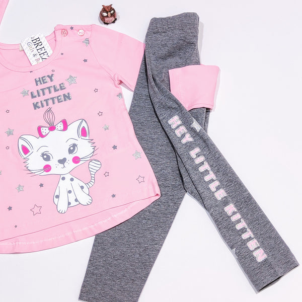 Girls' Hey Little Kitten' Printed 2pcs Set (12m-5y) - Clothes4Kids