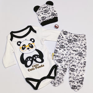 Baby Unisex 'Little Cute Panda' Printed Set (0-6m) - Clothes4Kids