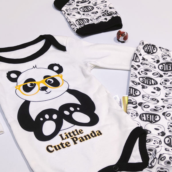 Baby Unisex 'Little Cute Panda' Printed Set (0-6m) - Clothes4Kids
