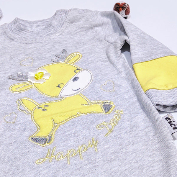 Baby Girl Happy Deer 'Grow with me' style 3pcs Set (0-6m) - Clothes4Kids