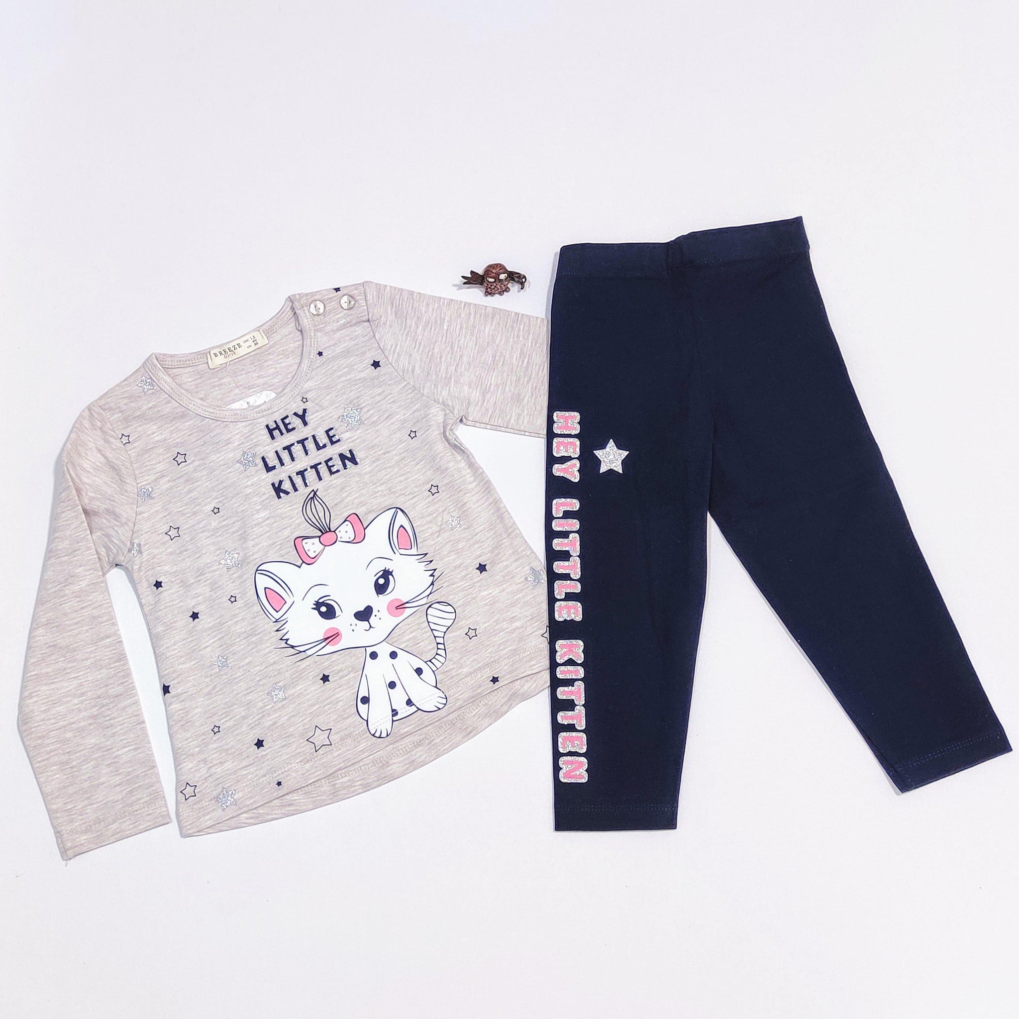 Girls' Hey Little Kitten' Printed 2pcs Set (12m-5y) - Clothes4Kids
