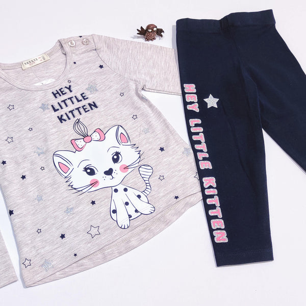 Girls' Hey Little Kitten' Printed 2pcs Set (12m-5y) - Clothes4Kids