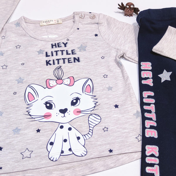 Girls' Hey Little Kitten' Printed 2pcs Set (12m-5y) - Clothes4Kids