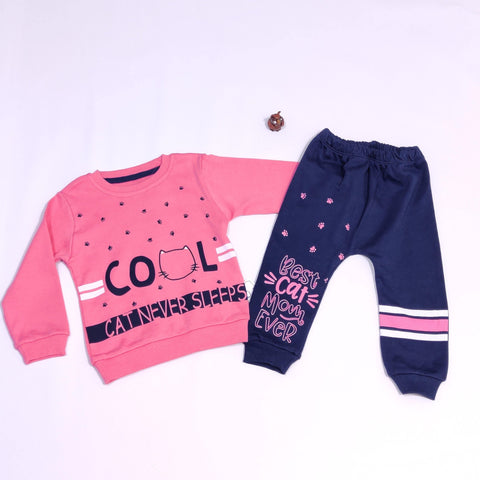 Girls' Cool Cat Never Sleeps' Printed 2pcs Set (3-12m) - Clothes4Kids