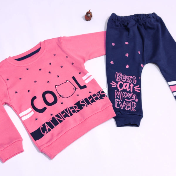Girls' Cool Cat Never Sleeps' Printed 2pcs Set (3-12m) - Clothes4Kids