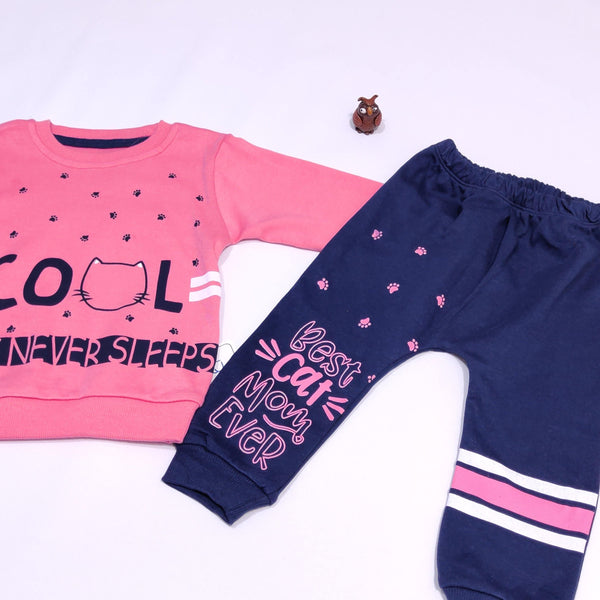 Girls' Cool Cat Never Sleeps' Printed 2pcs Set (3-12m) - Clothes4Kids
