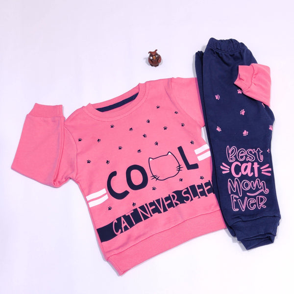 Girls' Cool Cat Never Sleeps' Printed 2pcs Set (3-12m) - Clothes4Kids