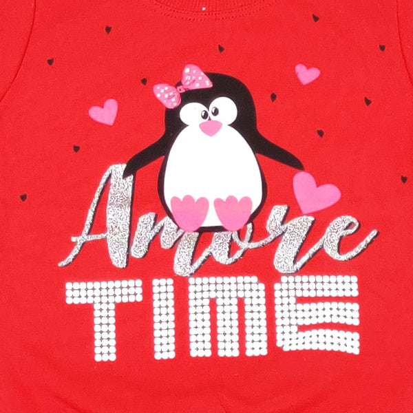 Girls' Amore Time Penguin Printed  Long Sleeve Top (1-5y) - Clothes4Kids