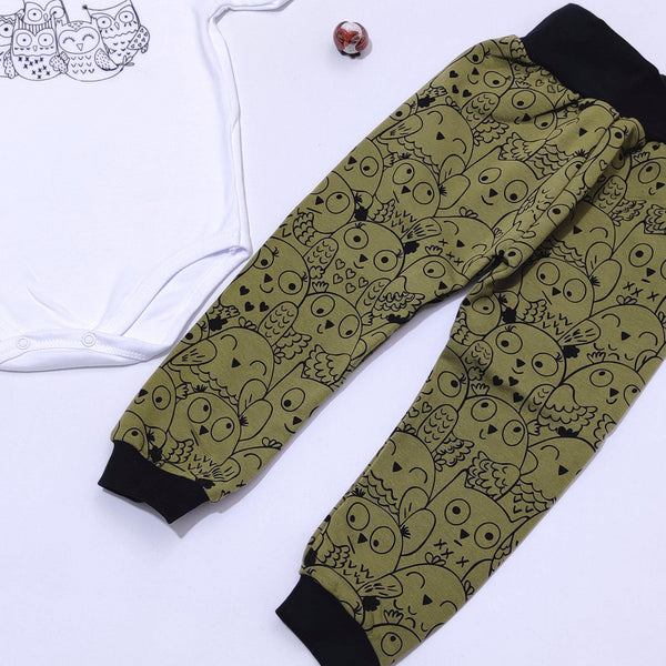 Baby Owls Khaki/White 2pcs Set (9-18m) - Clothes4Kids