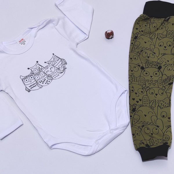 Baby Owls Khaki/White 2pcs Set (9-18m) - Clothes4Kids
