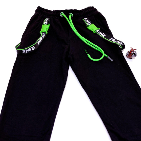 Boy's Words Black Joggers/Green  (8-14y) - Clothes4Kids