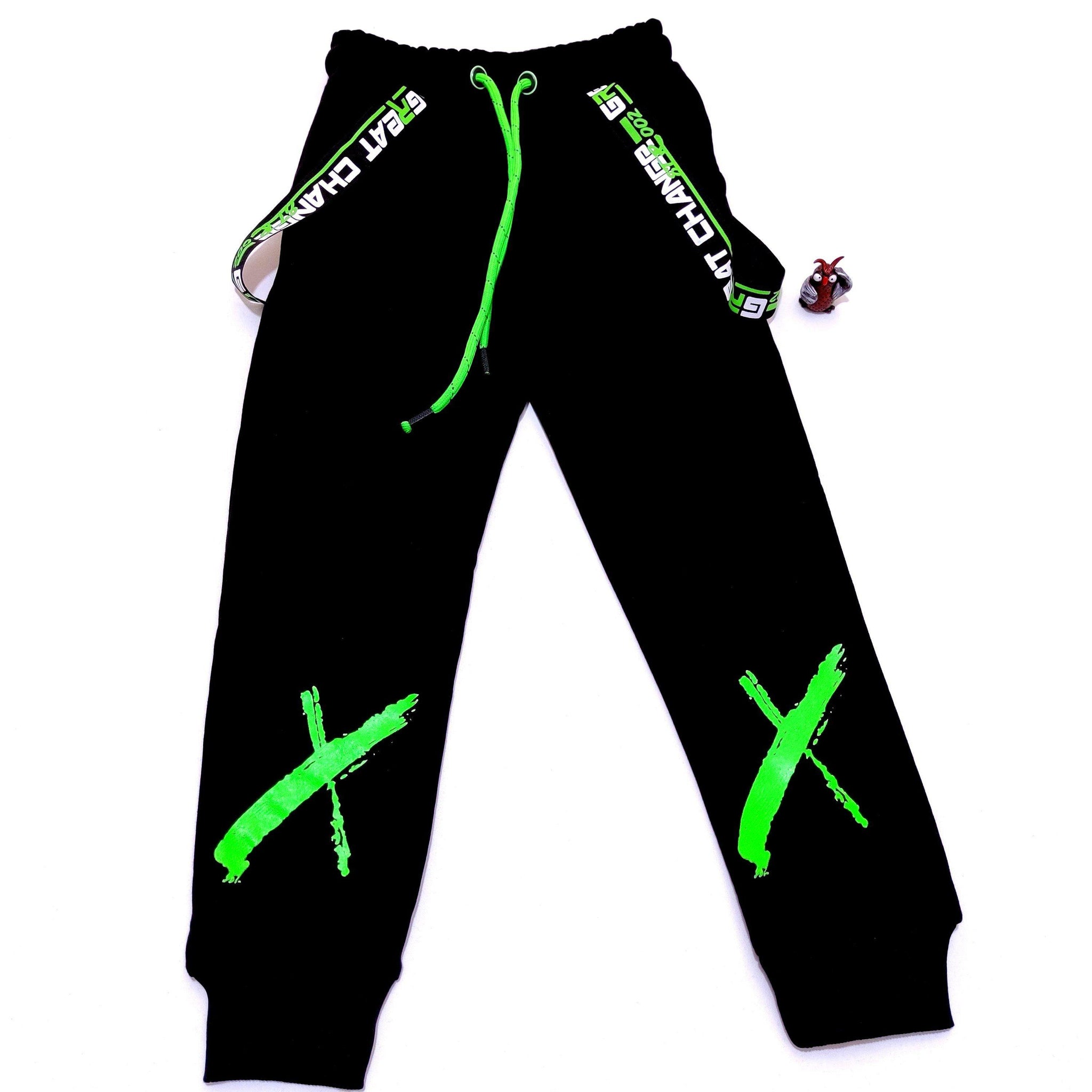 Boy's Great Change Black Joggers/Green X (8-14y) - Clothes4Kids