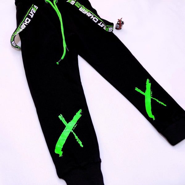 Boy's Great Change Black Joggers/Green X (8-14y) - Clothes4Kids