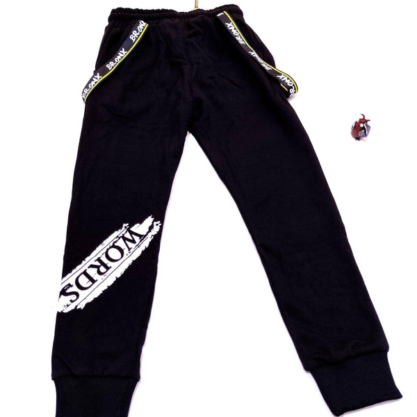 Boy's Words Black Joggers/Yellow  (8-14y) - Clothes4Kids