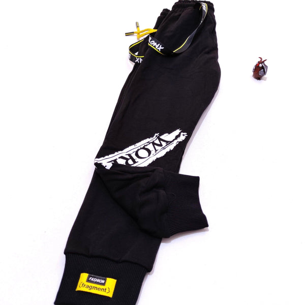 Boy's Words Black Joggers/Yellow  (8-14y) - Clothes4Kids