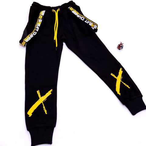Boy's Great Change Black Joggers/Yellow X (8-14y) - Clothes4Kids