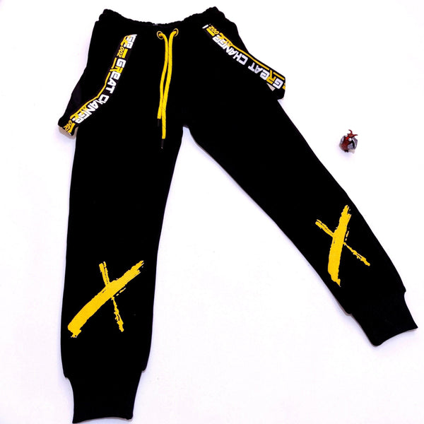Boy's Great Change Black Joggers/Yellow X (8-14y) - Clothes4Kids