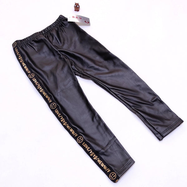 Girls' Faux Leather Black Leggings Slightly Insulated (2-11y) - Clothes4Kids