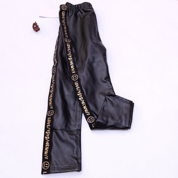 Girls' Faux Leather Black Leggings Slightly Insulated (2-11y) - Clothes4Kids