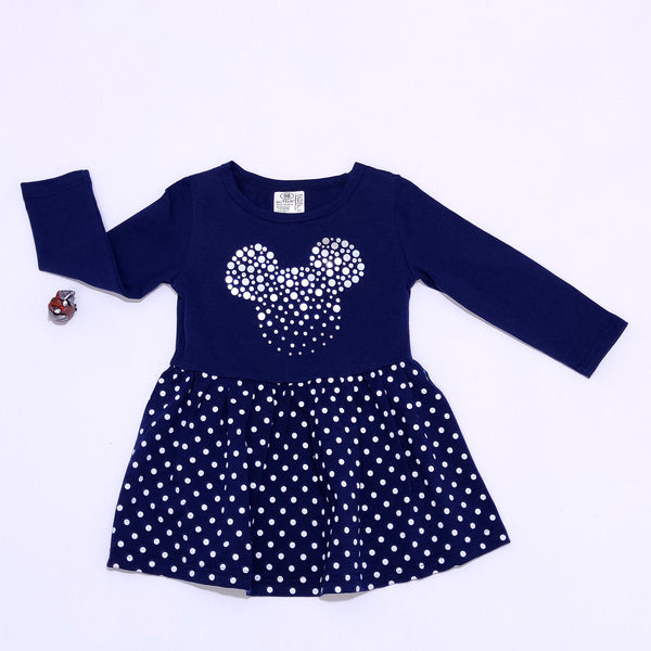 Girls' Mickey Mouse Polka Dot Long Sleeve Dress (1-7y) - Clothes4Kids