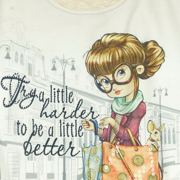 Girls' 'Try a Little..' Printed Long Sleeve Top (2-8y) - Clothes4Kids