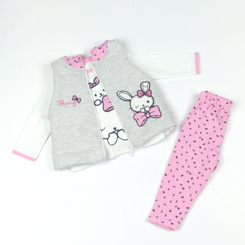 Baby Girl Pink Bunny 3pcs Set (3-12m) - Clothes4Kids