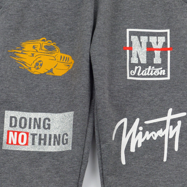 Boys' Doing Nothing' Printed Grey Joggers (2-8y) - Clothes4Kids